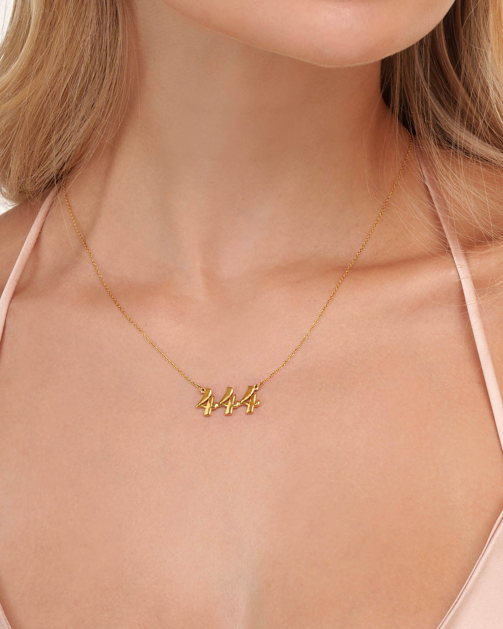 Angel Number 444 Gold Necklace