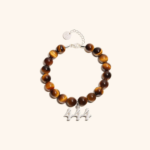 444 Tiger's Eye Silver Charm Bracelet