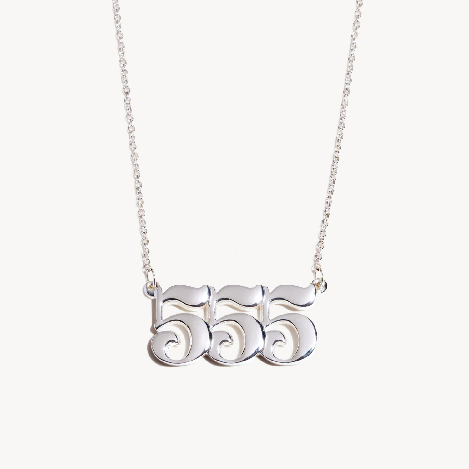 silver 555 necklace with unique design
