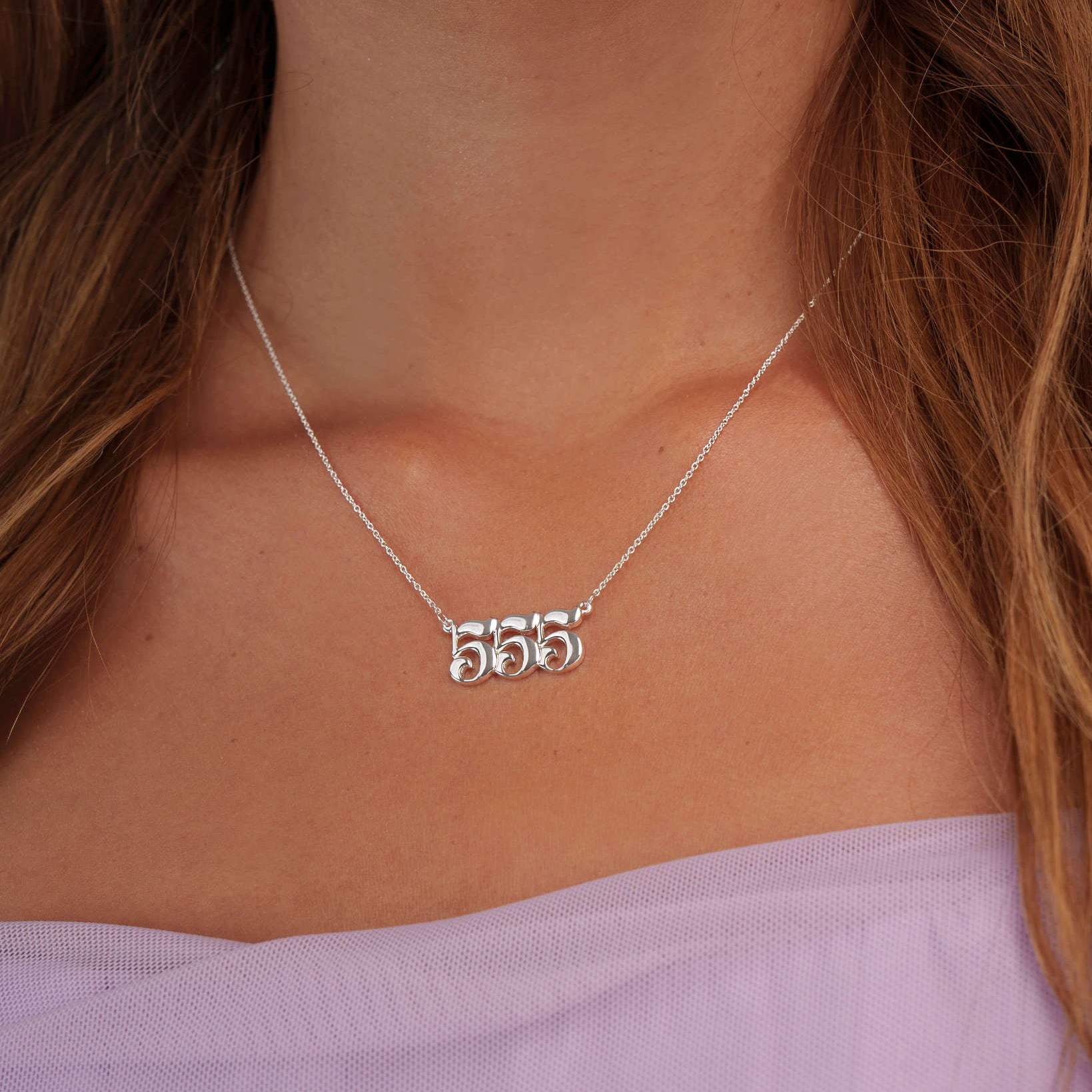 555 necklace in silver with unique design