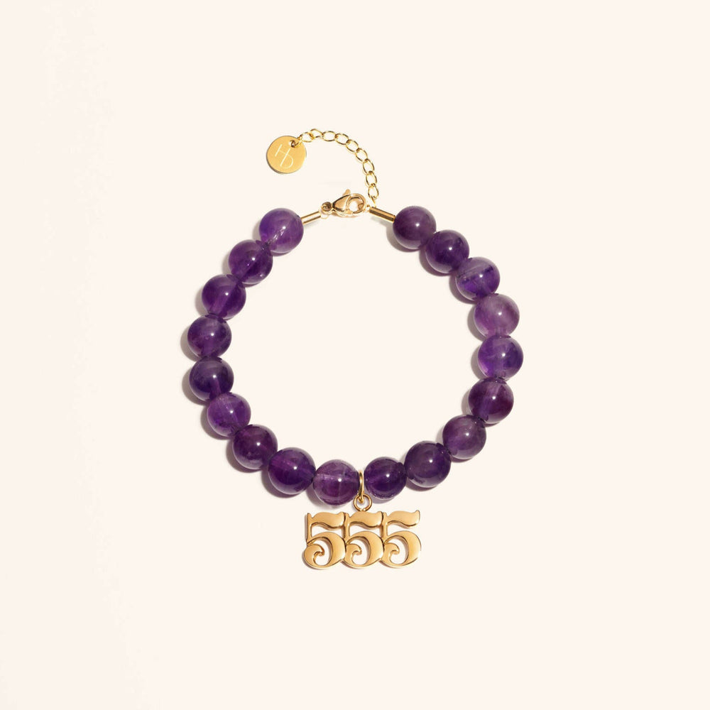 555 Amethyst Gold Charm Bracelet