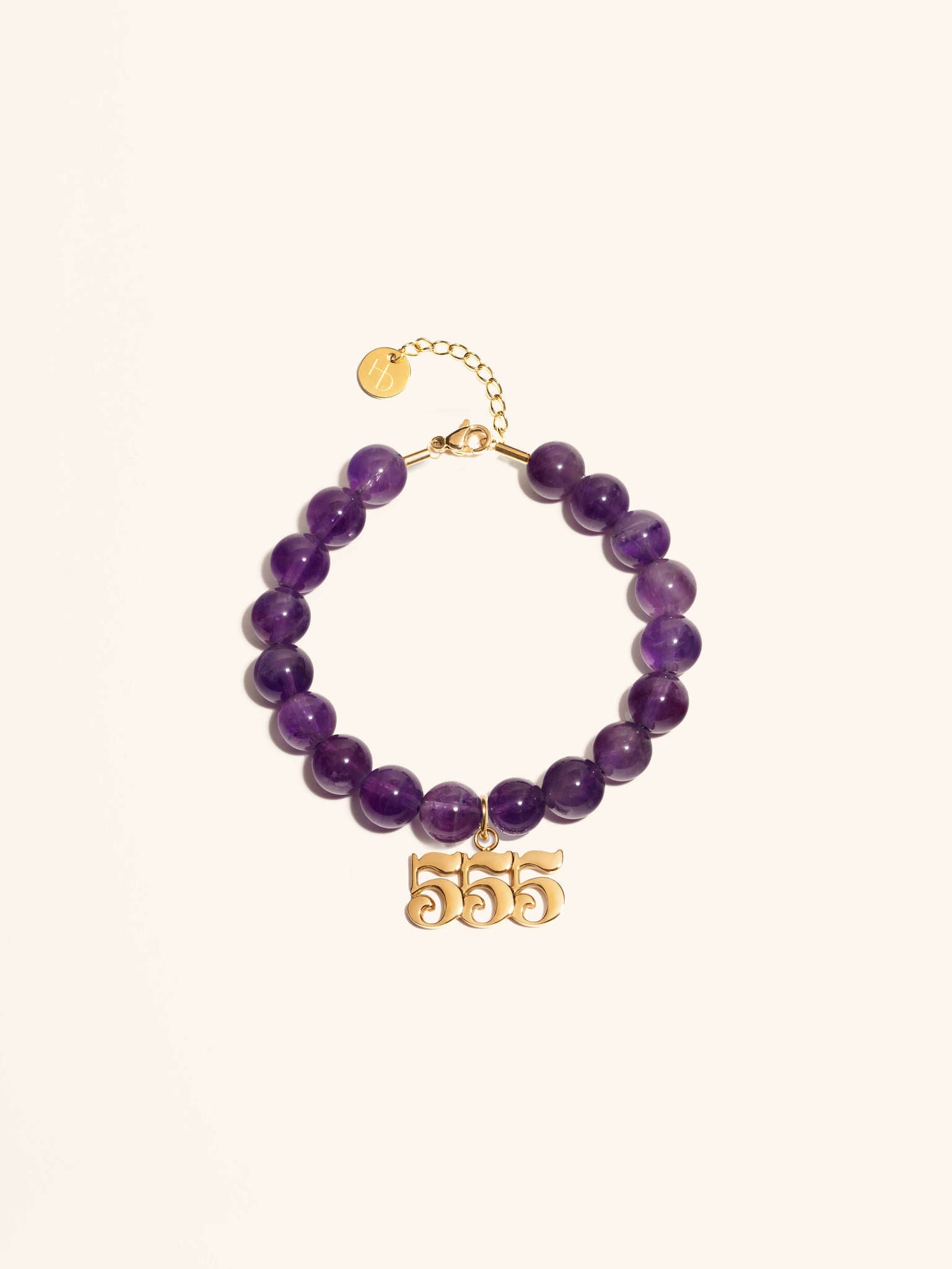 Angel Number 555 Amethyst Gemstone Gold Charm Bracelet