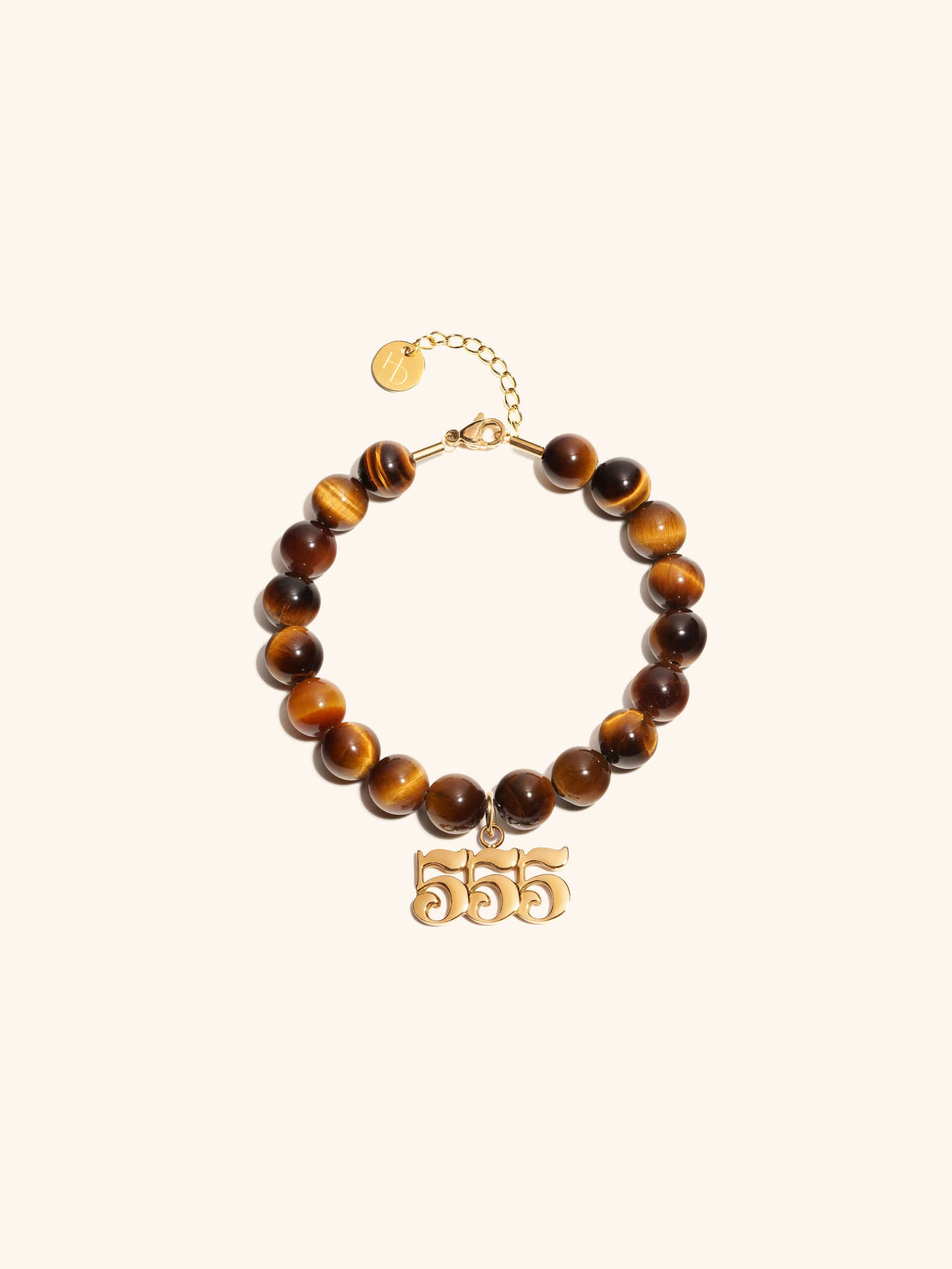 Angel Number 555 Tiger's Eye Gemstone Gold Charm Bracelet