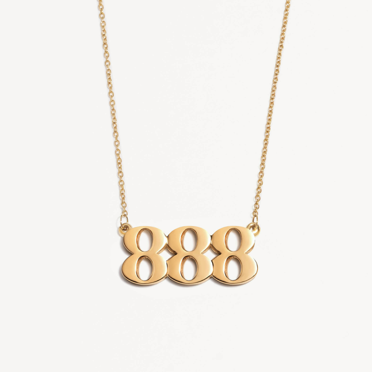 888 necklace in gold and luxurious design and white background