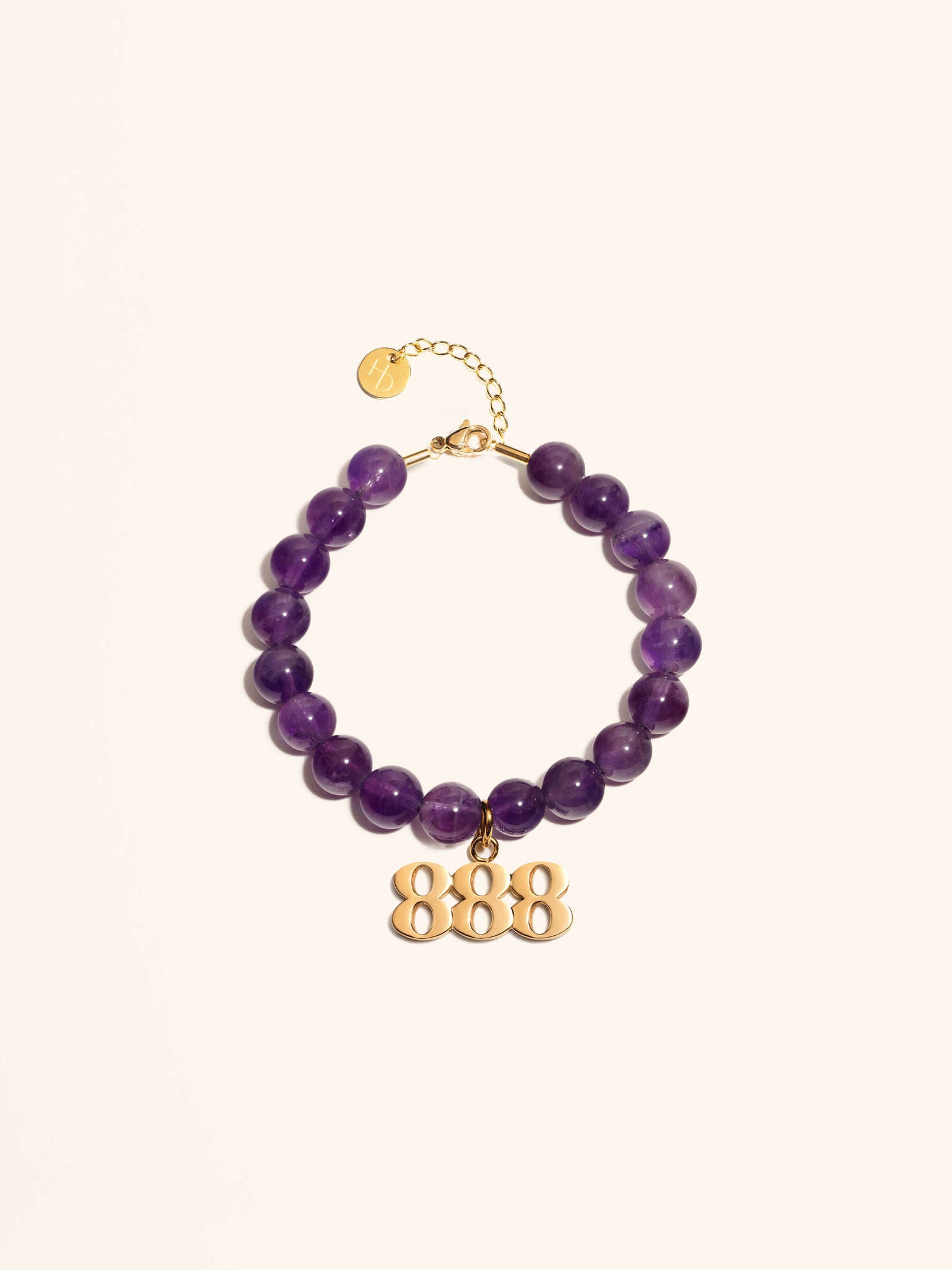 Angel Number 888 Amethyst Gemstone Gold Charm Bracelet