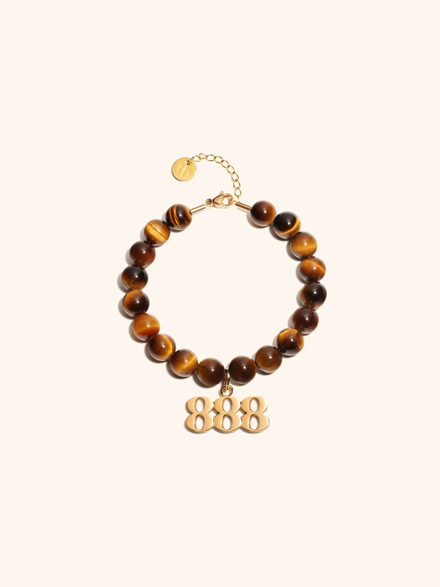 Angel Number 888 Tiger Eye's Gemstone Gold Charm Bracelet