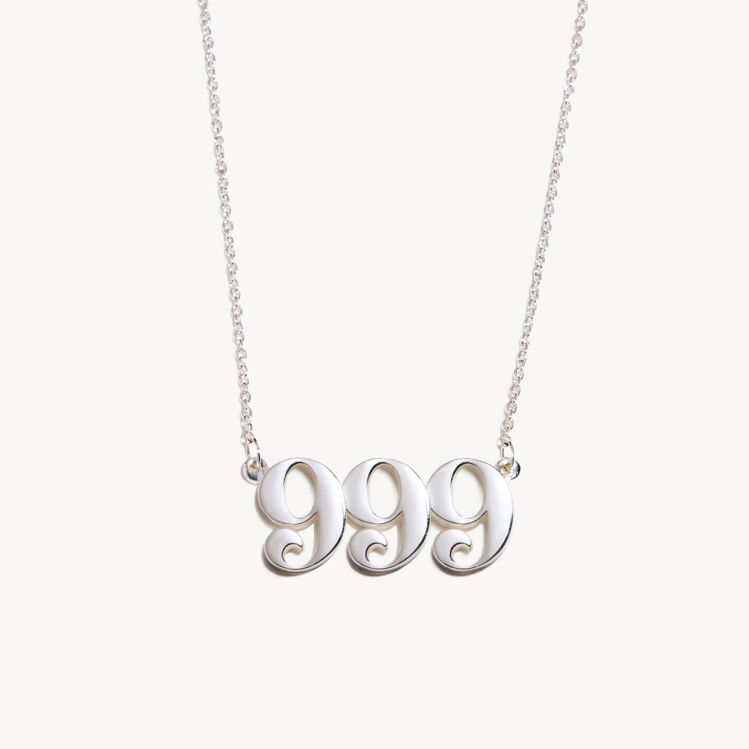 999 silver angel number necklace