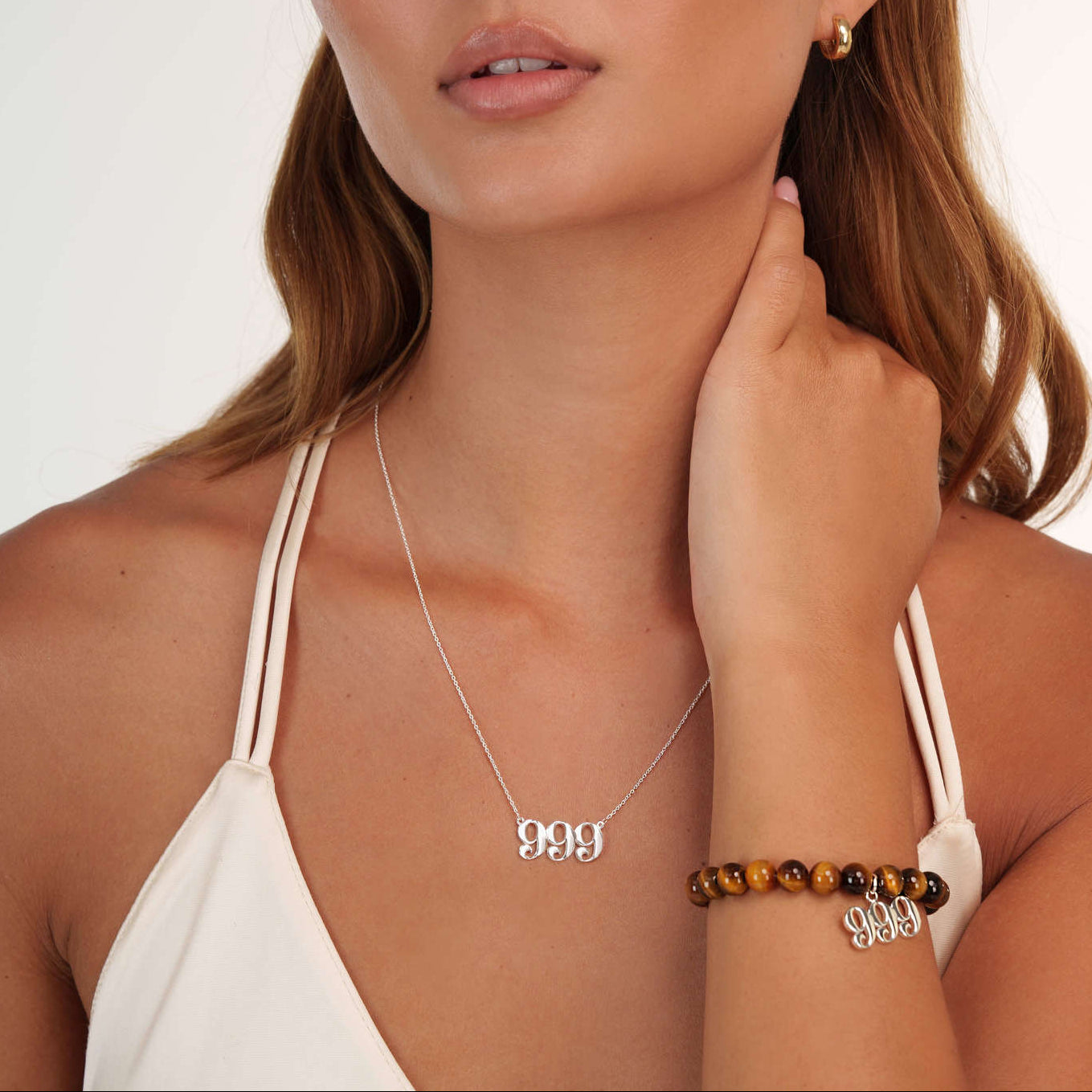 999 necklace silver jewelry set