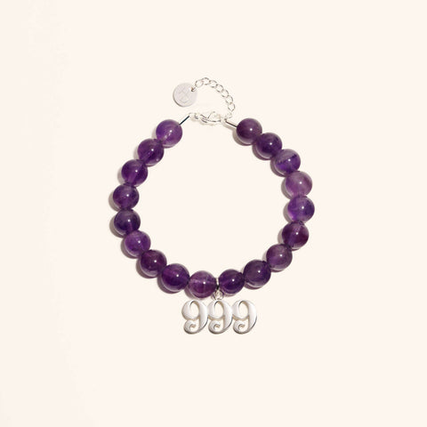 999 Amethyst Silver Charm Bracelet