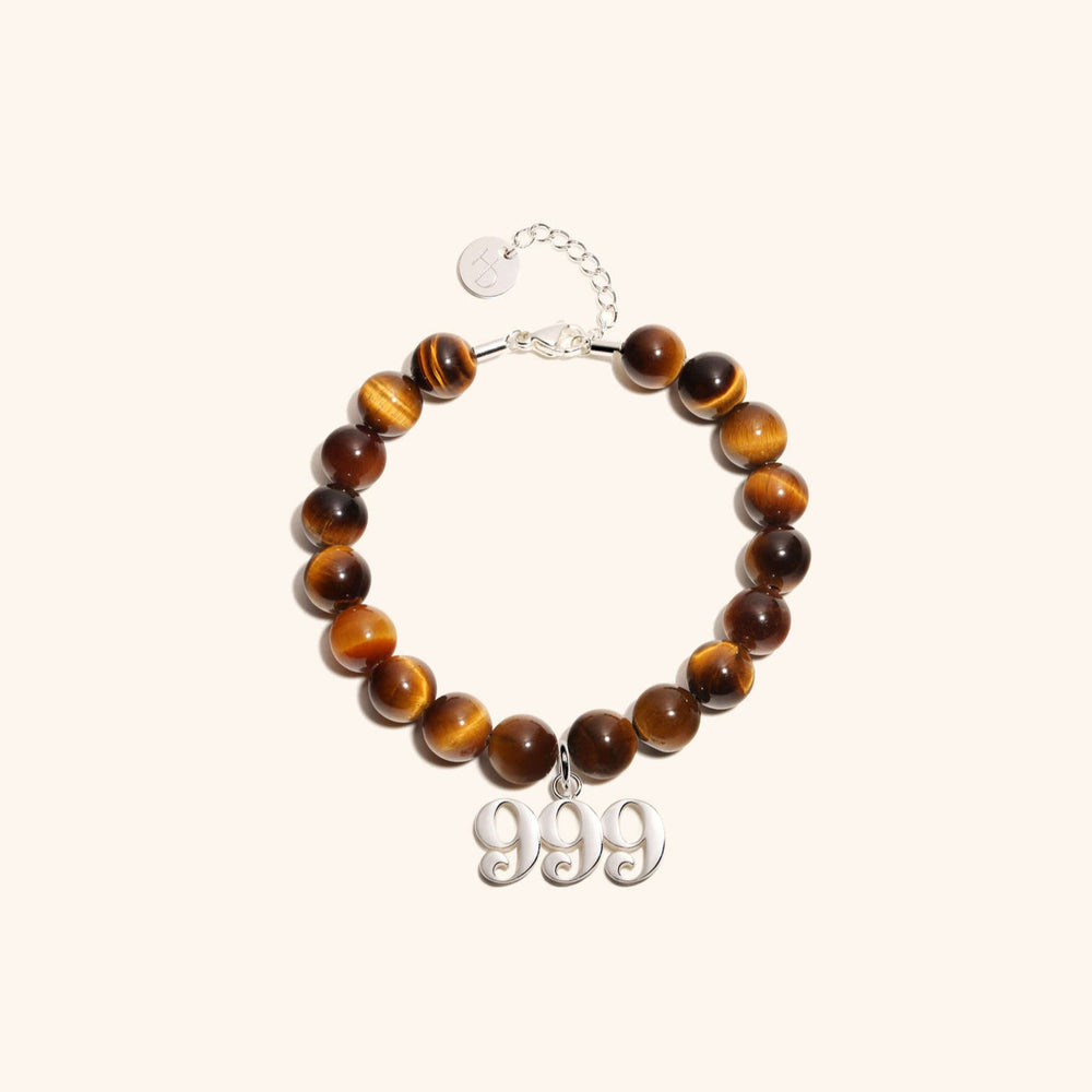 999 Tiger's Eye Silver Charm Bracelet