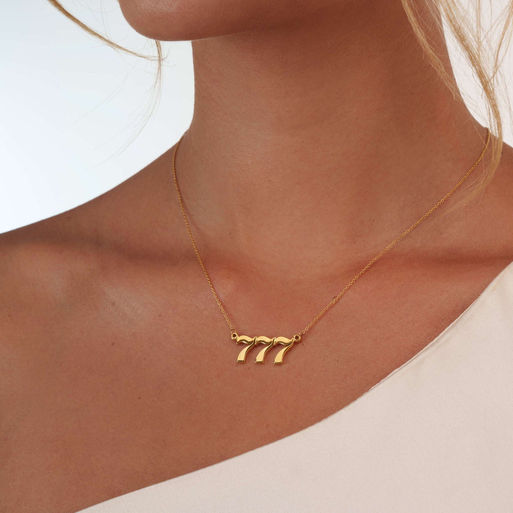 gold angel number 777 necklace with premium look 