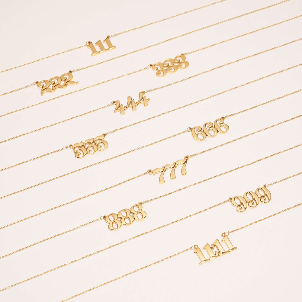Gold or Silver Angel Number Necklace - Choose Your Number