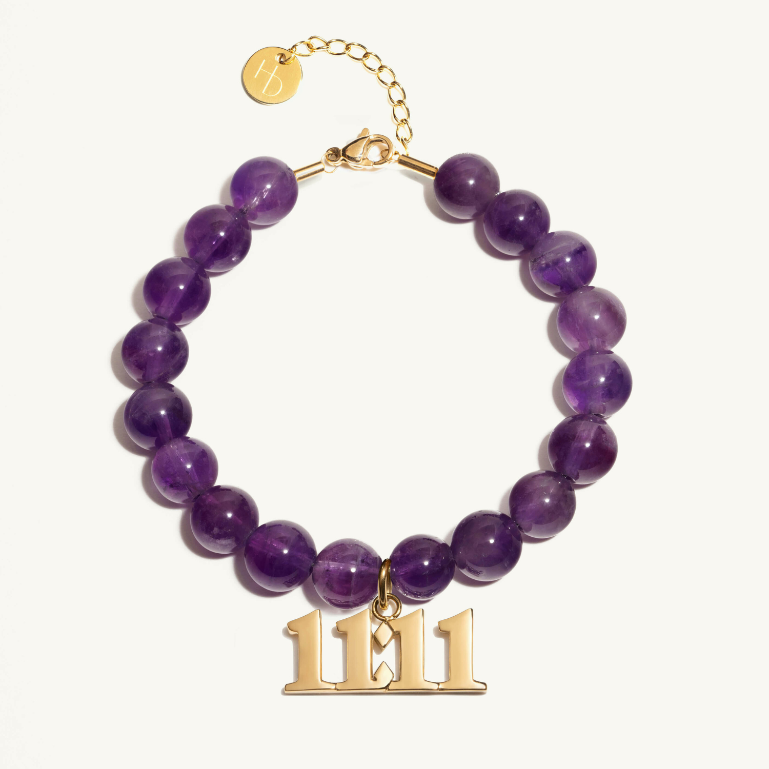 11:11 Amethyst Gold Charm Bracelet