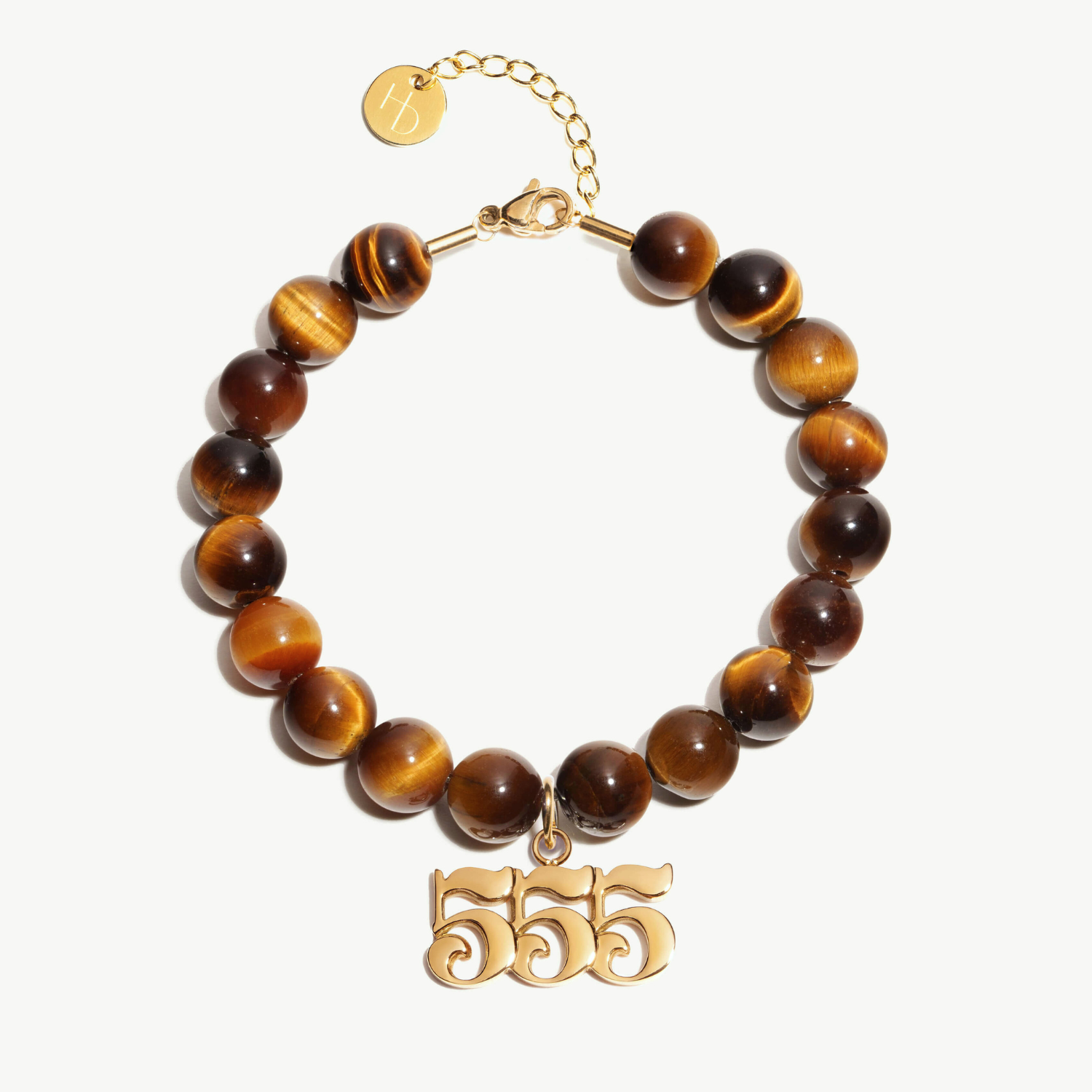 555 Tiger's Eye Gold Charm Bracelet