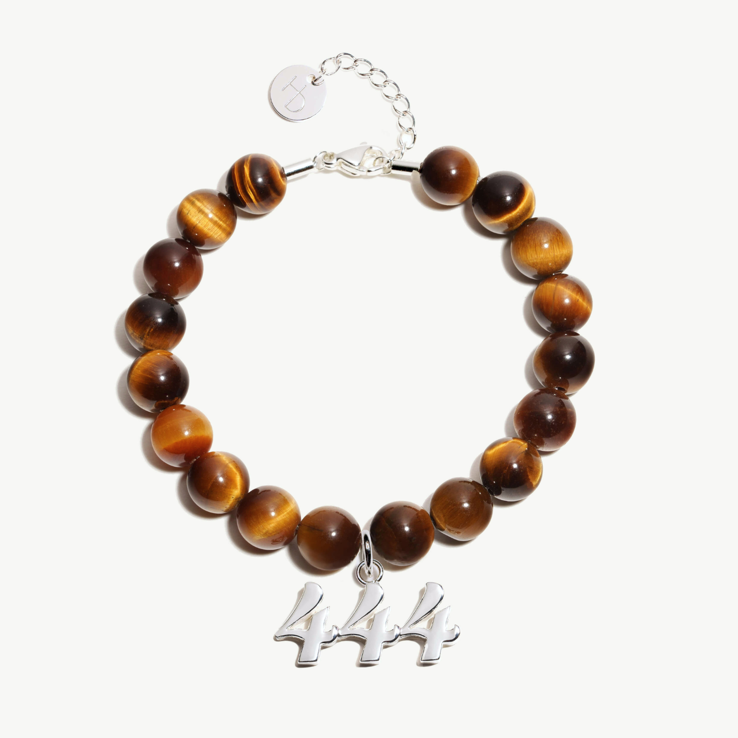 444 Tiger's Eye Silver Charm Bracelet