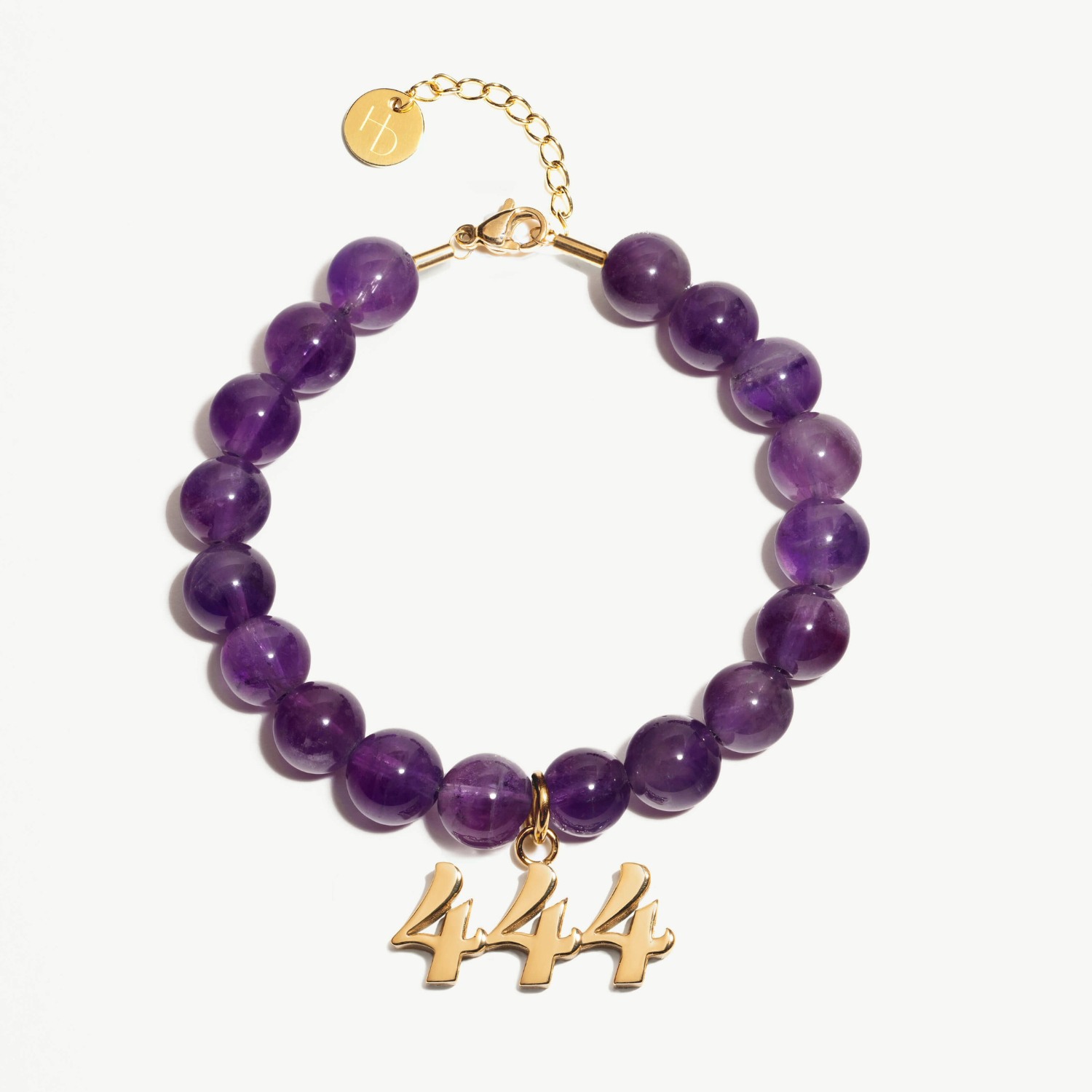 444 Amethyst Gold Charm Bracelet