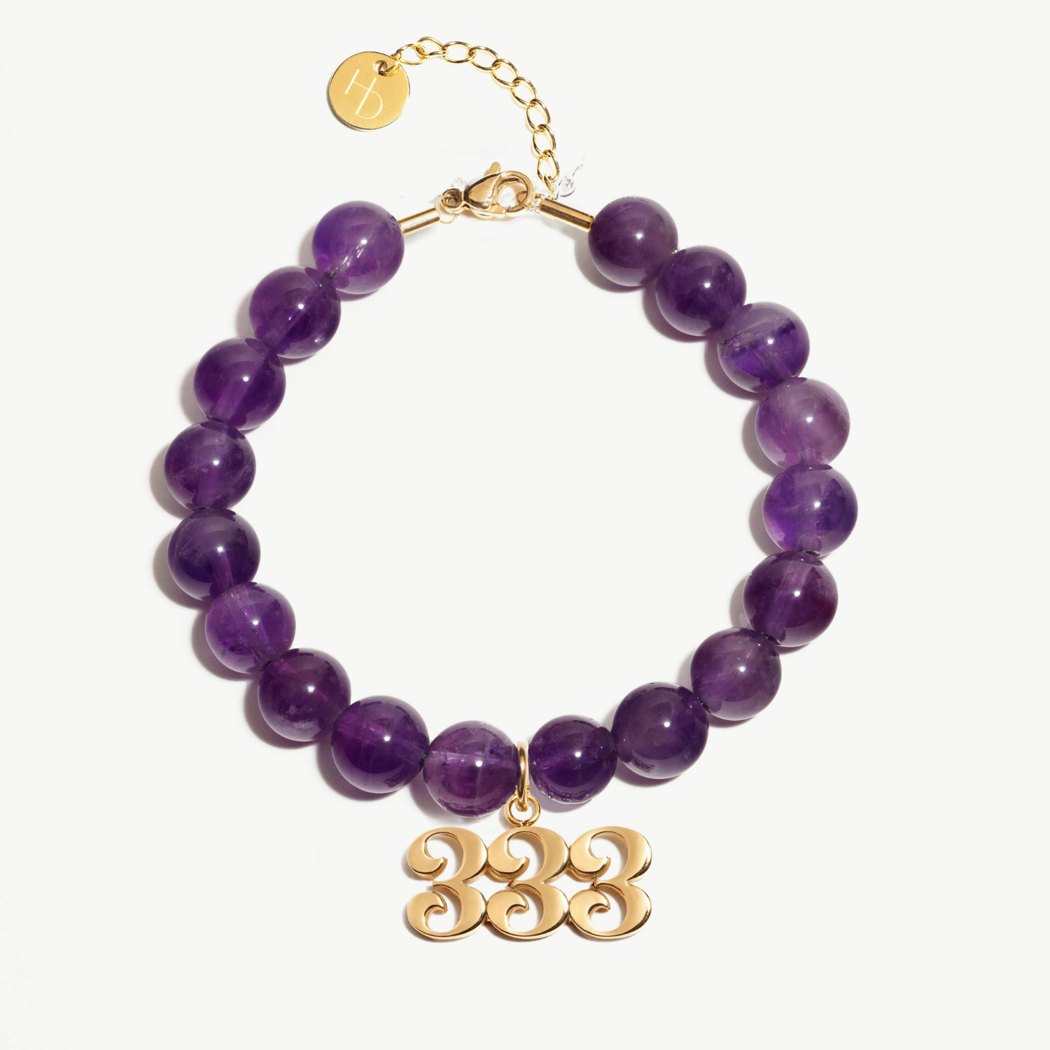 333 Amethyst Gold Charm Bracelet