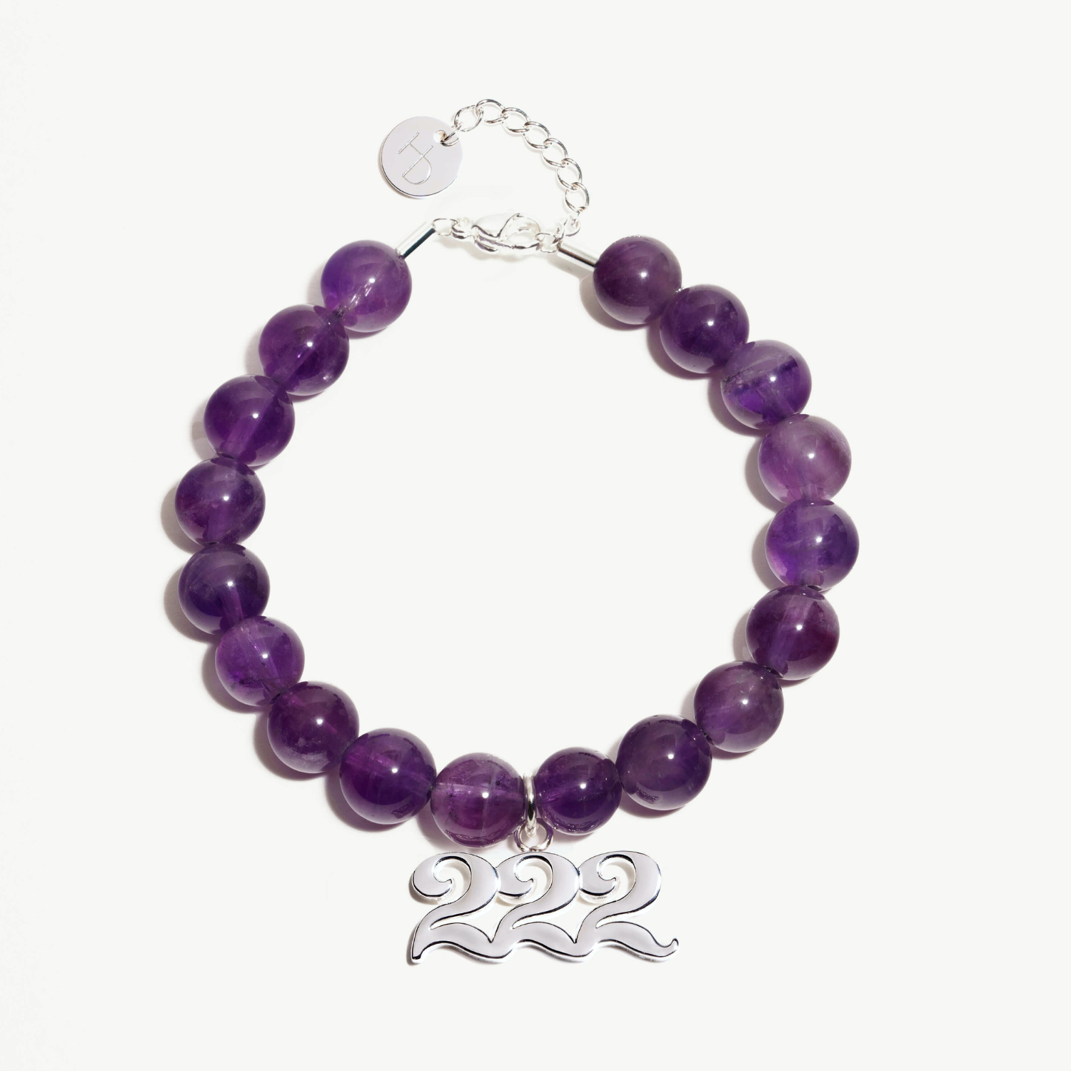 222 Amethyst Silver Charm Bracelet