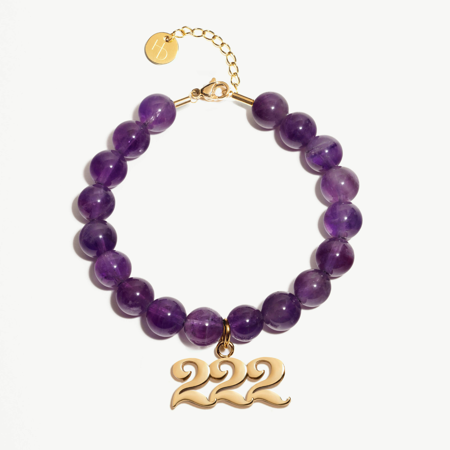 222 Amethyst Gold Charm Bracelet