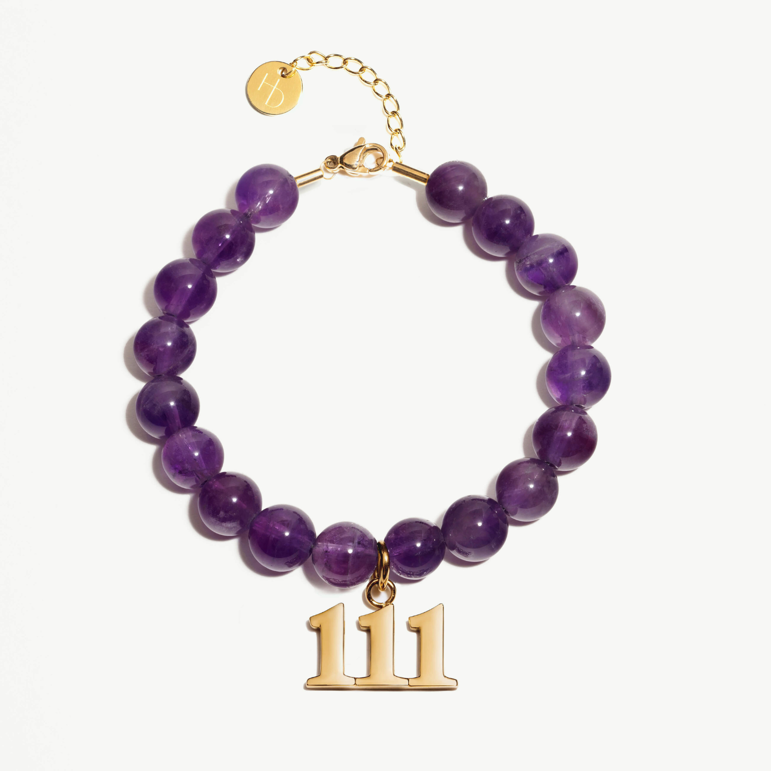 111 Amethyst Gold Charm Bracelet