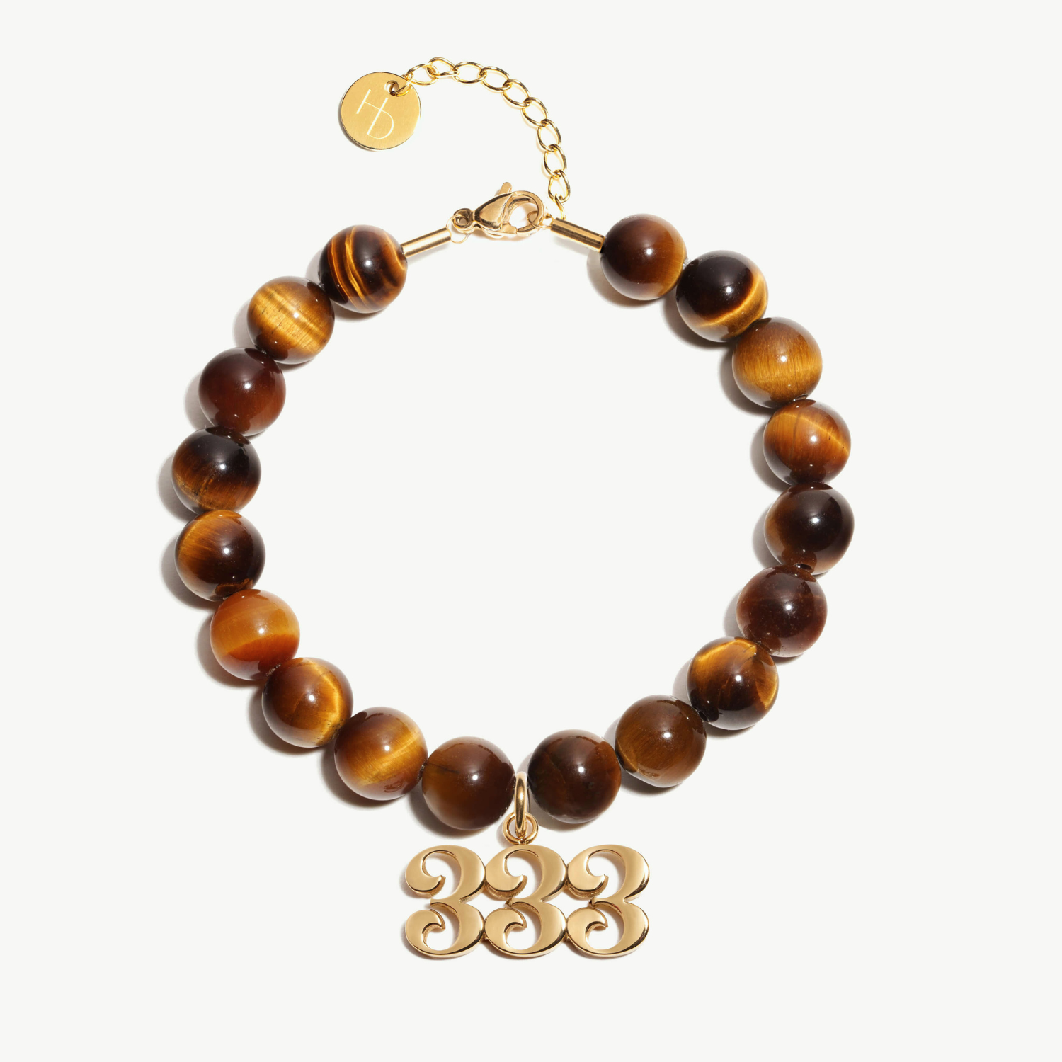 333 Tiger's Eye Gold Charm Bracelet